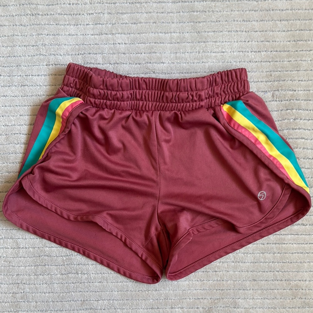 Stylish Burgundy Athletic Shorts with Stripes